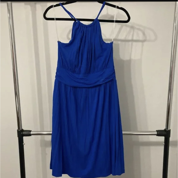 EUC Modcloth Gilli Dress Blue Knit Halter Keyhole Style Size Large - Picture 4 of 16
